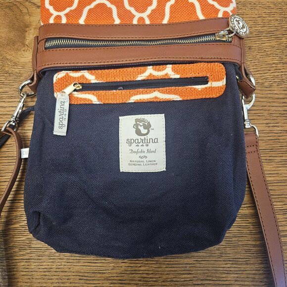 Spartina 449 Crossbody Bag Linen and Leather Sallie Ann Daufuskie - Picture 3 of 10